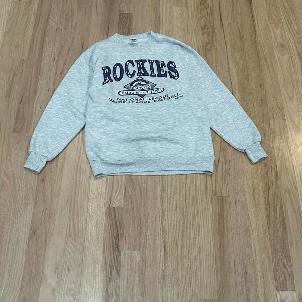 90s Rockies Men's Light Gray Crewneck Sweater